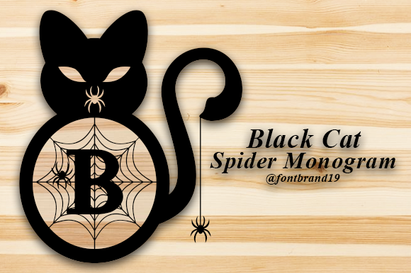 Black Cat Spider Monogram: A Spooky Display Font for Halloween Branding