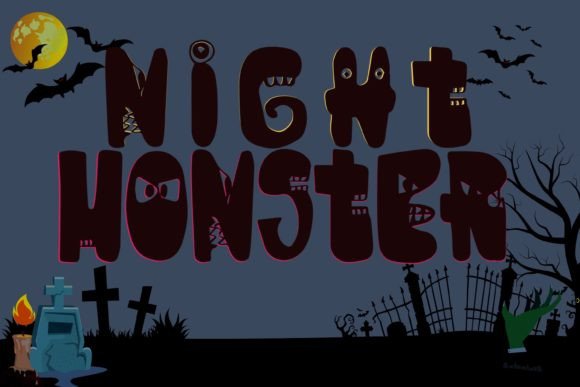 Night Monster Typeface: A Spooky Add-On for Halloween Design Assets